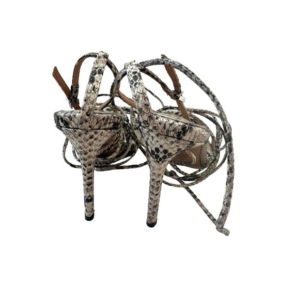 SCHUTZ Snake Print Leather Lace Up Heels Size 37.5 - Picture 7 of 7